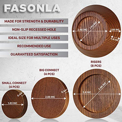 FASONLA Bed Risers, Furniture Risers (Set of 8-Height 1") Can be Adjusted to 2'' 3''or 4'', Lifts Furniture Risers, Solid Natural Wood Risers, Non-Slip Recessed Hole (Walnut Color) - color: Walnut Color