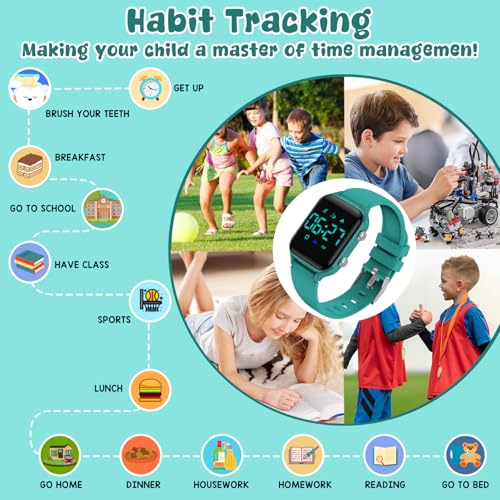 Kids Digital Watches for Boys Girls, Sports Watch with Fitness Tracker, Pedometer, Alarm Clocks, Stopwatch, No App Needed Waterproof Kids Watch, Gift for Teens Student Girls Boys Ages 5-14 - color: L6615E-MarsGreen