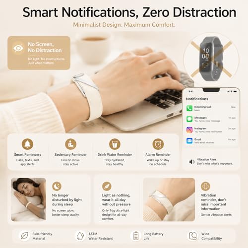 Fitness Tracker Wearable Activity Tracker AI Sleep 24/7 Heart Rate Monitor Multi-Sport Tracking Screenless SOS Fall Detection Waterproof & Long Battery Life Smart Bracelet for Men Women Senior
