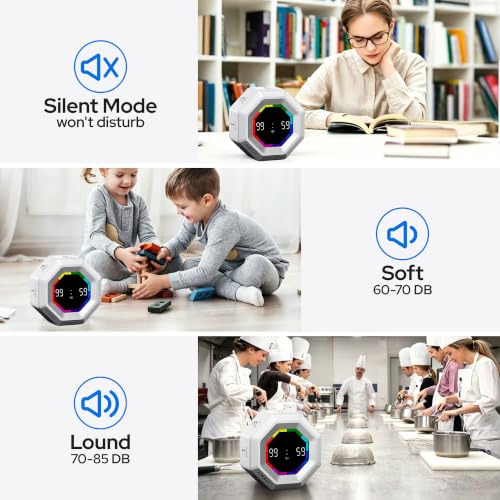 Visual Timer for Kids Kitchen Timer Pomodoro Magnetic Visual Countdown - color: Silvery