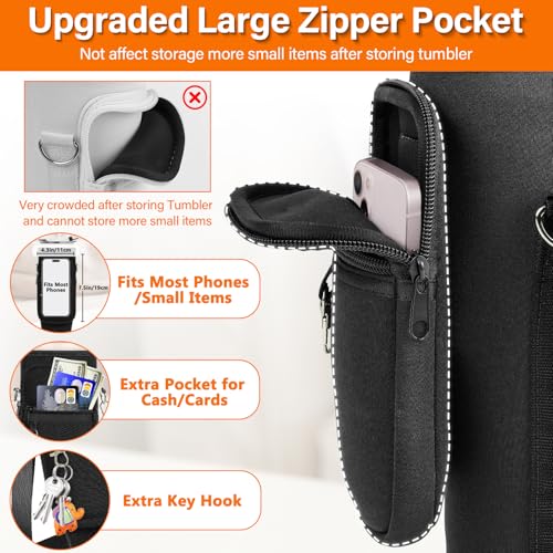 LEFOR·Z Water Bottle Carrier Bag with Phone Pocket Compatible with Stanley/Meoky 40 oz Tumbler with Handle,Water Bottle Holder Pouch with Adjustable Strap Compatible with Stanley Cup Accessories - color: Black-Style B