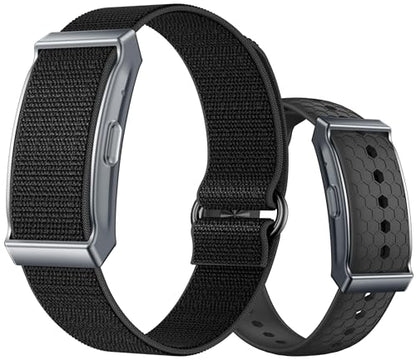 Smart Bracelet Health Wristband Fitness Tracker Heart Rate Monitor Sleep Tracker Step Counter Pedometer Multi Sport Modes Waterproof Wearable Activity Tracker, Free App, Silicone & Nylon Strap