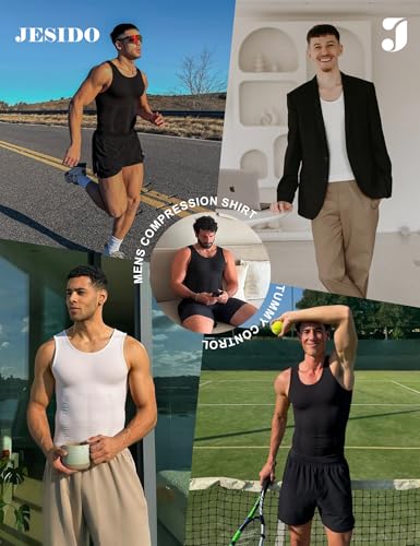 3 Pack Compression Shirt Men Body Shaper Vest Workout Tank Top - color: 3-black/Black/White, size: 3X-Large