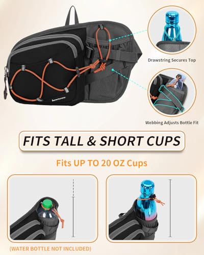 sportsnew Waist Pack with Water Bottle Holder, Fanny Pack for Men Women - color: Black