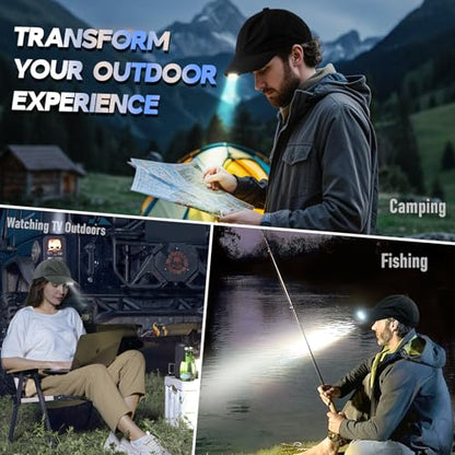 Hands Free Rechargeable LED Baseball Cap with Light Built-in Unisex Sport Waterproof Hat for Men Dad Husband Outdoor - color: Black