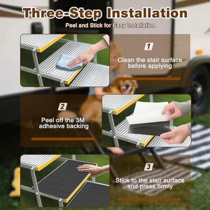 RV Step Covers 4 Pack, 24"x7.5", 6mm Thick High-Density EVA Foam: Self-Adhesive, Non-Slip RV Stair Covers. Trimmable Waterproof for Trailers, Camper, Motorhome. (Charcoal Gray) - color: Charcoal Gray