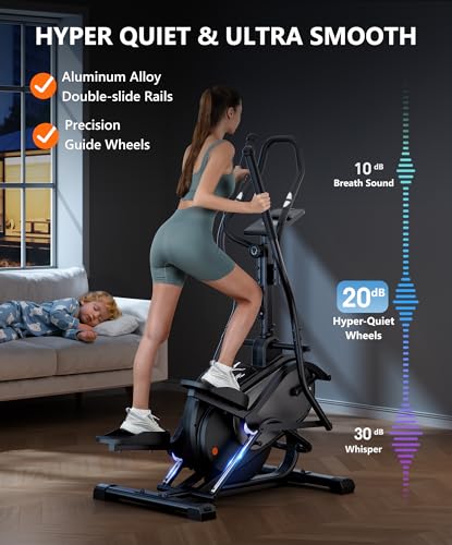 THERUN Elliptical Exercise Machine, Cardio Climber Elliptical Machine for Home, Stair Stepper Elliptical Training Machines w/ 13LBS&18LBS Flywheel, 16 Levels Resistance - color: 18LBS Flywheel Grey