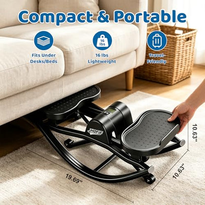 U-Rock Mini Stepper with Resistance Bands, 3D Swing Stair Stepper with Digital Monitor, Upgraded Quiet Anti Slip Pad for Full-Body Workout, Home & Office Fitness Equipment for All Ages