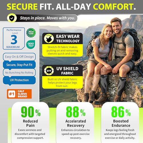 BLITZU Calf Compression Sleeves, Footless Compression Socks for Men & Women - color: Nude, size: Large/X-Large