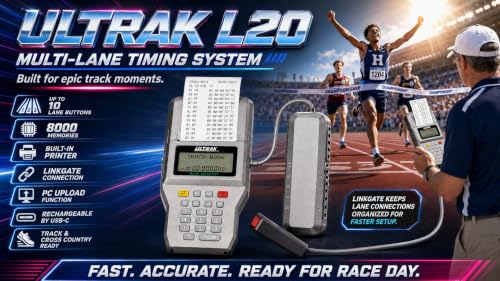 ULTRAK L20 Multi-Lane Timer, 10-Button Set, Printer, 8000 Memory, Track Meet