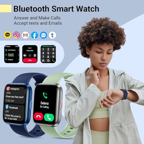 Smartwatch for Women/Men, Compatible with Android & iPhone, 1.8'' Fitness Tracker Watch with Alexa, Call & Notification Alerts, Heart Rate & Sleep Monitor, 120 Sports Modes, Waterproof Smart Watch - color: Blue