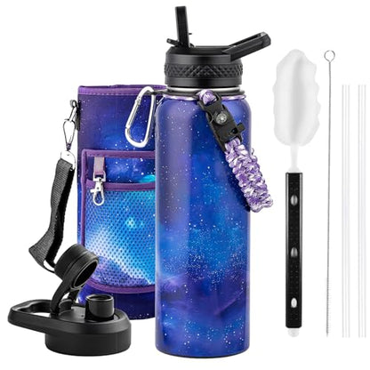 RAYMYLO Insulated Water Bottle 40 oz, Triple Wall Vacuum Stainless Steel - color: Aurora Purple, size: 40 Ounces