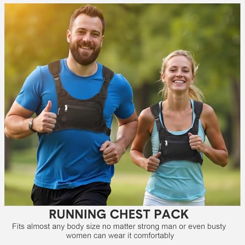 Hsei 3 Water Resistant Chest Bag for Men Running Vest for Workouts Running Phone Holder Extra Storage Lightweight Sports Cycling Pack