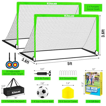 Soccer Goal, Kids Soccer Goals for Backyard Set of 2, Pop Up Soccer Net - color: Green, size: 4X3 FT