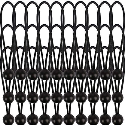 AOPRIE 30 Pack Bungee Balls 9Inches Black Ball Bungee Heavy Duty Heavyweight Tarp Bungee Cords, Weather Resistant Tie Down Strap 4mm Thickness - for Camping, Tents, Cargo, Holding Wire and Hoses - size: 9 In Balls