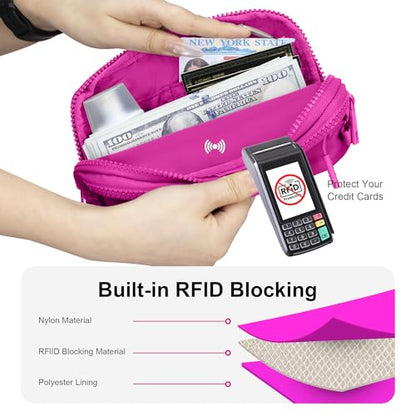 FODOKO Wristlet wallets for Women RFID crossbody bags with 4 Zippers - color: Rose Red2