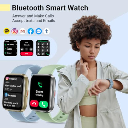 Quican Smart Watches for Men Women, Compatible with iPhone & Android - color: Sky Blue