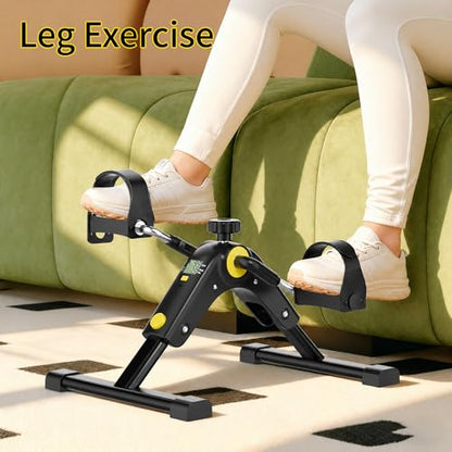 MOMODA Under Desk Bike Pedal Exerciser with LCD Display Portable Mini Exercise Bike for Arm and Leg - color: Black