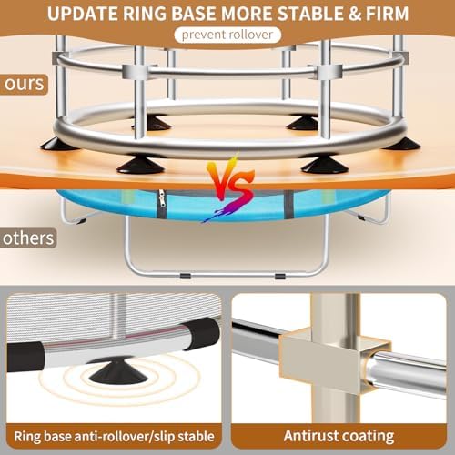 Trampoline for Kids, Adjustable Baby Toddler Trampoline with Basketball Hoop, Round Bottom Indoor Outdoor Toddler with Enclosure - color: light blue green