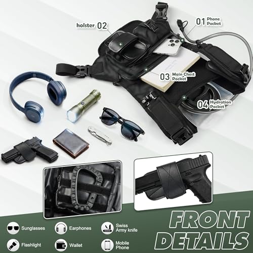 Hydration Running Vest Backpack with 2L Water Bladder - Lightweight & Reflective Chest Pack with Gear Holder, Includes Free Carabiner for Hiking, Running, Cycling, Marathon (Men & Women)