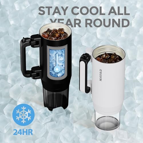 23oz Insulated Tumbler with Foldable Handle & 10oz Snack/Pill Container - color: white