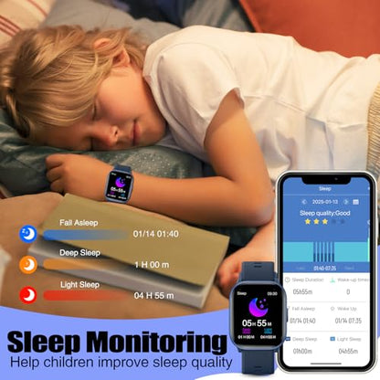 meoonley Kids Watch for Girls Boys with IP68 Waterproof, Girls Watch with 19 Sports Modes, Sleep Tracking, Pedometer, Stopwatch, Kids Activity Tracker, Birthday Gifts for Girls Age 6-15 Years Old - color: Blue