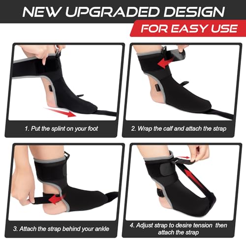 Plantar Fasciitis Night Splint Sock Soft Plantar Fasciitis Brace for Sleeping Achilles Tendonitis Foot Drop Heel Pain - Plantar Fasciitis Relief Night Splint for Women Men Black Medium - color: Black-Medium