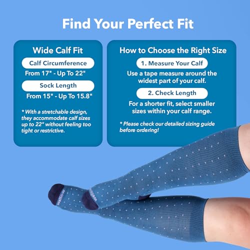 Wellow Wide Calf Compression Socks for Men & Women, 18-25 mmHg Made with Viscose from Bamboo, Nurses & Pregnancy Support, Relieves Swelling, Knee High, LR, Orchid Solid