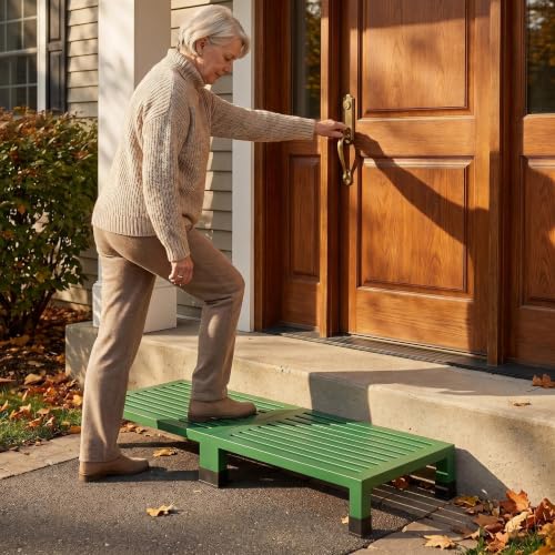 One Step Stool Platform 3.8" Height for Adults, Kids. Heavy Duty/Portable/Nonslip/Durable Construction Safe Step Stool for Bedroom/Kitchen Bed, Bathroom,Kitchen，Garden (Green) - color: Green