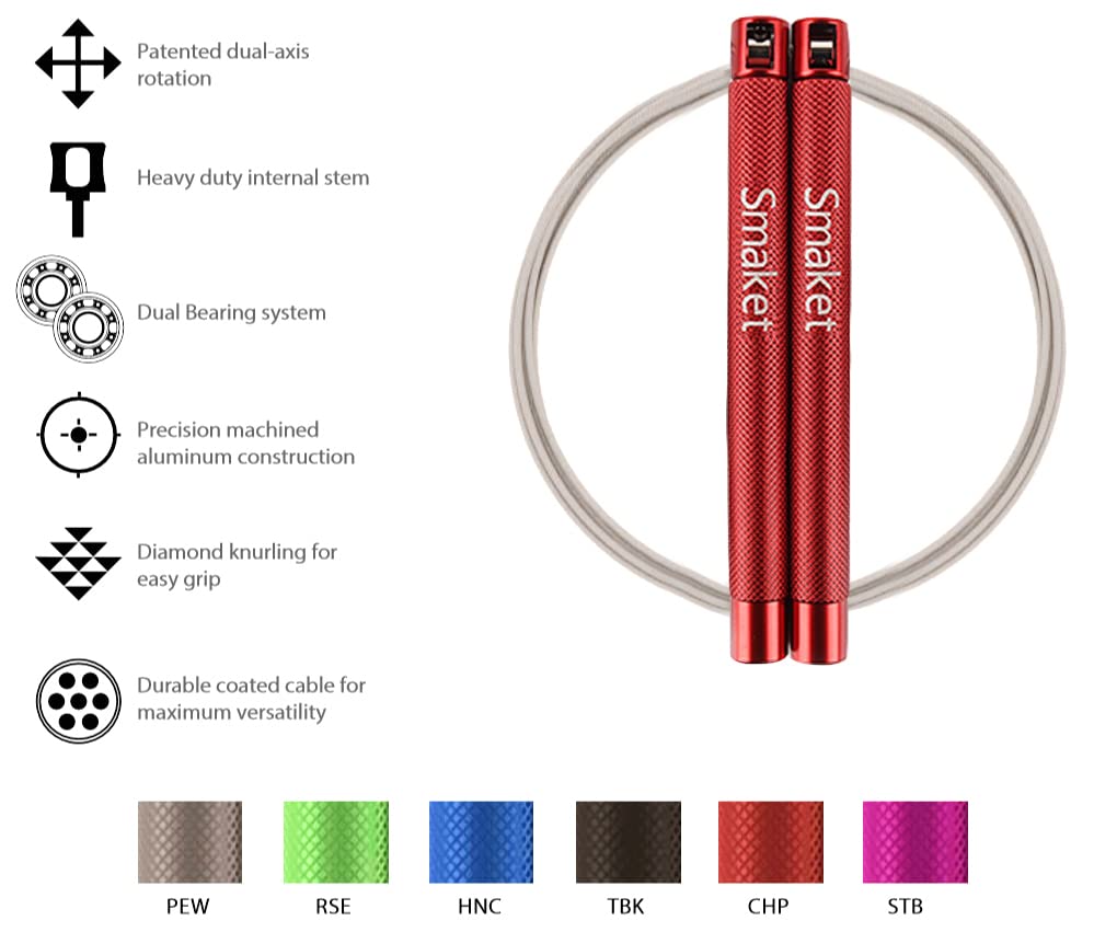 Speed Crossfit Jump Rope, easy double unders. Wire anti-entanglement. - color: Red
