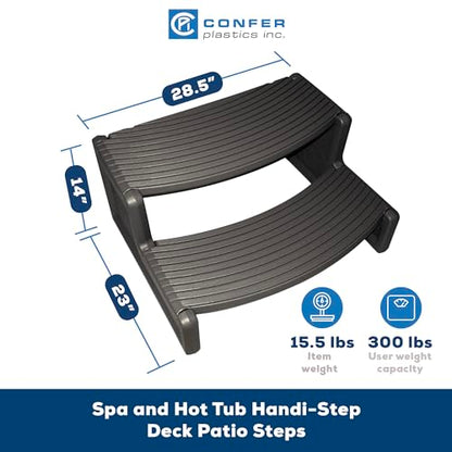Confer Plastics Resin Multi Purpose Outdoor Non Slip Portable Spa and Hot Tub Handi-Step Deck Patio Steps Accessories, Charcoal Grey - color: Charcoal Grey