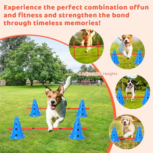Garvee Dog Agility Hurdle Cone Set — 12 Cones & 6 Rods, Adjustable Height