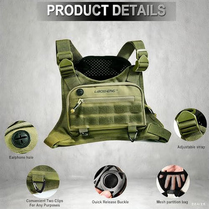 Outdoor Sports Chest Bag, Tactical Vest, Men/Women, Olive - color: Olive