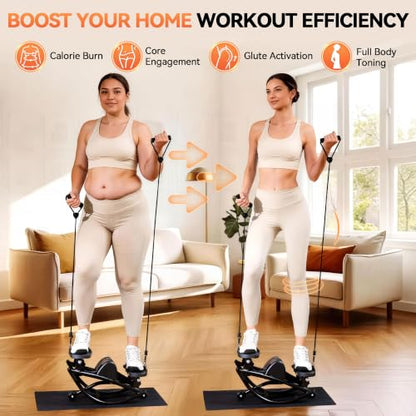 Rock Stepper - Steppers for Exercise at Home, Portable Stepper Side to Side with Digital Display & Resistance Bands, 330 LBS Capacity Full Body Workout Low-Impact Knee-Friendly 3D Stair Stepper - color: Black- A