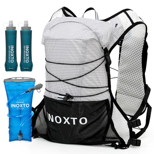 IX INOXTO Running Vest Hydration Backpack, Lightweight Running Backpack Hydration Pack with 1.6L Water Bladder Daypack for Trail Running Hiking Cycling Race Marathon for Women Men - color: Gray