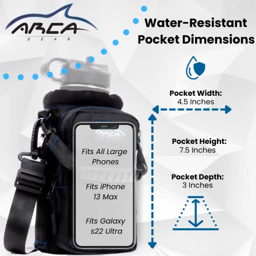 Arca Gear Hydro Carrier 32 oz Small - Insulated Water Bottle Sling w/Carry Handle, Shoulder Strap, Wallet and Two Pouches - The Perfect Flask Accessory - color: Frost Grey