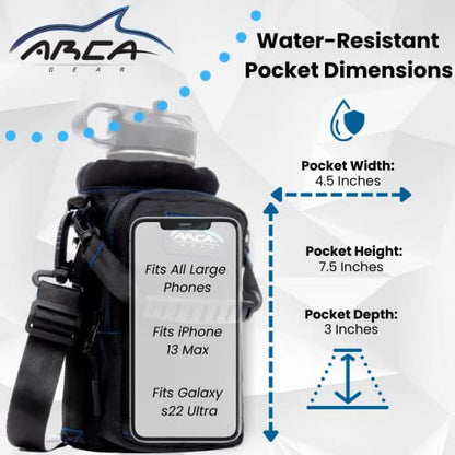 Arca Gear Hydro Carrier 32 oz Small - Insulated Water Bottle Sling w/Carry Handle, Shoulder Strap, Wallet and Two Pouches - The Perfect Flask Accessory - color: Sunrise Orange