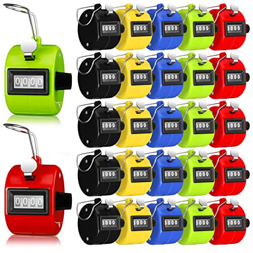 Kingdder 25 Pcs Tally Counter People Counter 4 Digit Click - color: Multi Colors