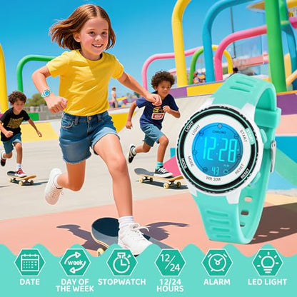DTKID Digital Kids Watch 30 M Waterproof for Girls Boys 5-16 - color: Blue