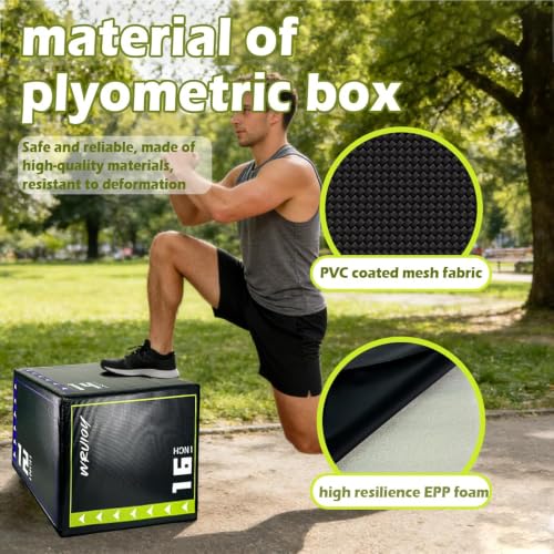 Versatile Non Slip Jump Box Exercise 3-in-1 Foam Plyometric Jump Box for Home Gym Training Fitness - color: White
