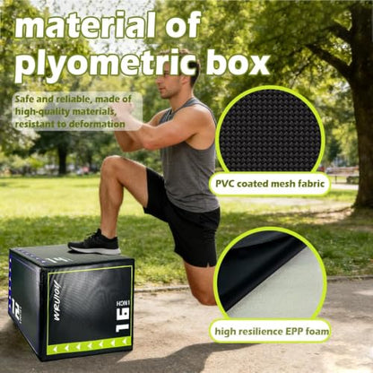 Versatile Non Slip Jump Box Exercise 3-in-1 Foam Plyometric Jump Box for Home Gym Training Fitness - color: White