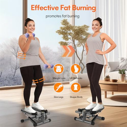 Steppers for Exercise at Home, Mini Stpper with Resistance Bands, 331lbs Load Capacity Stair Stepper for Home, Portable Great Workout Exercise Equipment Stepper for Home Gym Office Travel
