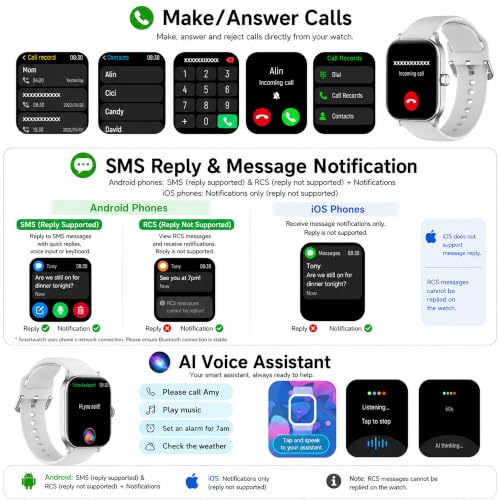 Smart Watch, GPS & Free Maps, 1.96" HD Screen, AI, Bluetooth Call & Text - color: Gray