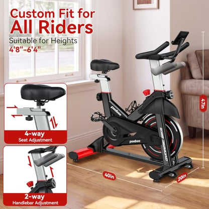 pooboo Magnetic Exercise Bike, Indoor Stationary Bicycle for Home with App - color: Magnetic-Red