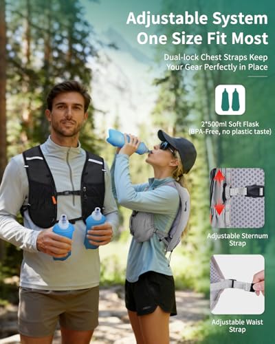 ECOHUB Running Hydration Vest Backpack with 2*500ML Soft Flask