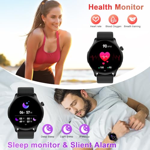 Smart Watch for Men Women Fitness: Waterproof Make Answer Call Smart Watches for Men Running Smartwatch for Android/iPhone Samsung Compatible Digital Mens Watches Activity Pedometer Heart Rate Monitor