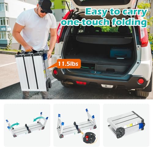 LEADALLWAY Work Platform Aluminum Portable Step Stool 33“Lx12”W x20“H