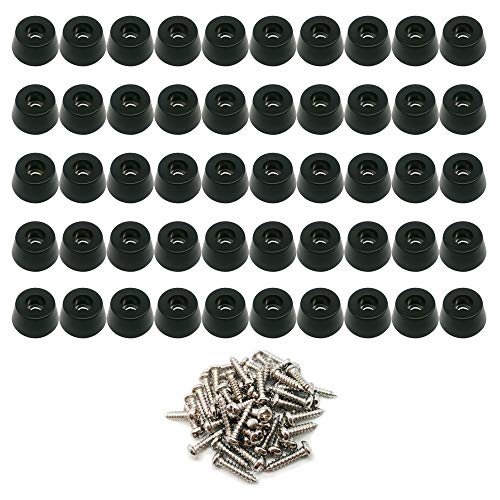 Round Rubber Feet Cutting Board Feet Non Slip Bumper with Stainless Steel Screws 0.315" H x 0.59" W - 50 Pack - size: 0.315" H x 0.59" W_50 Pack