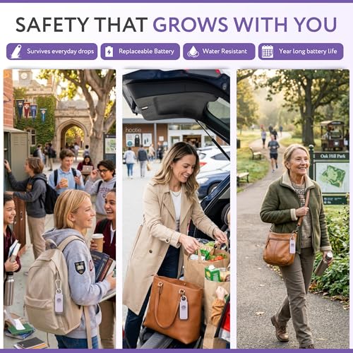 HOOTIE Personal Safety Alarm for Women, Men and Kids — 130dB Personal Alarm Keychain, Pull Pin Safety Alarm Keychain with Strobe Light, Self-Defense Alarm for Campus, Travel and Running — Lavender - color: Lavender