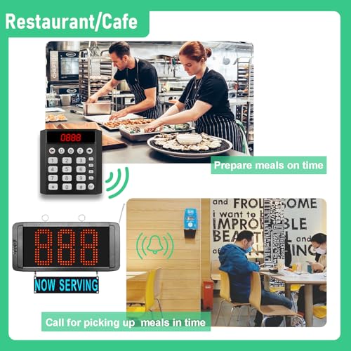 Wireless Take a Number System, 3-Digit LED Now Serving Display with Keypad Caller, Ticket Dispenser (2000 Tickets 000-999 2 Cycles) for Restaurant Bank Clinic Salon DMV Waiting Line Management